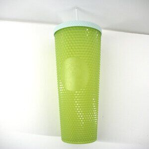New Starbucks 24 oz/710 mL  Green Blue Studded Cold To Go Tumbler w/ Clear Straw